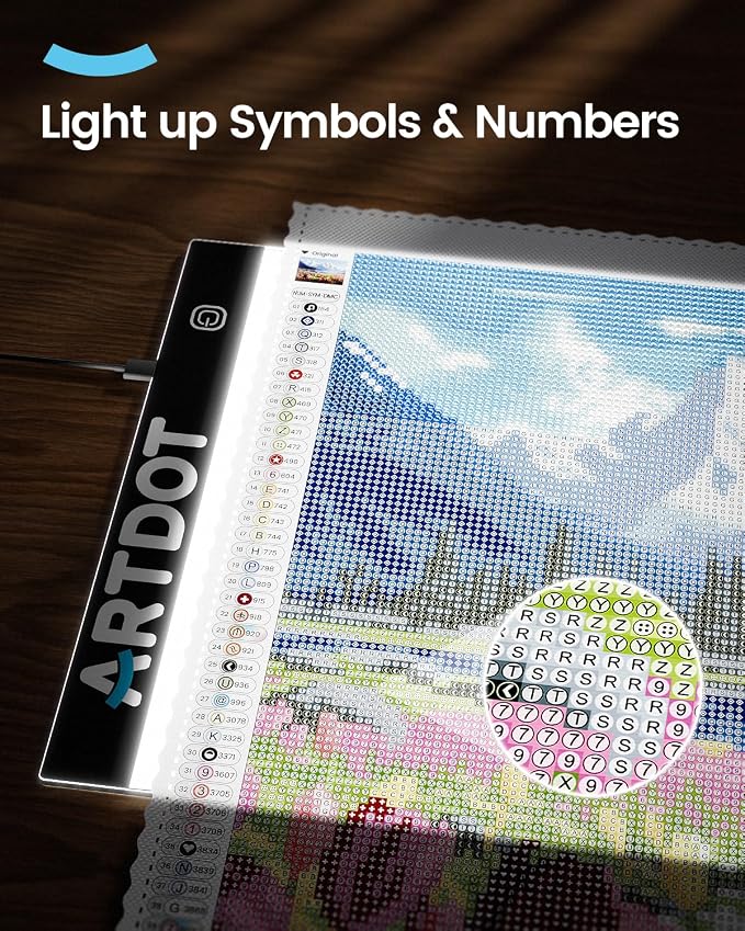 ARTDOT A4 LED Light Pad for Diamond Art Kits for Adults,USB Powered Adjustable Brightness Light Board for Diamond Painting Accessories and Tools