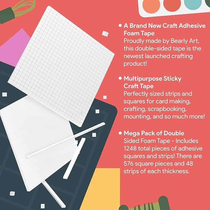 Bearly Art Cubies Polar Collection Adhesive Foam Tape Squares & Strips