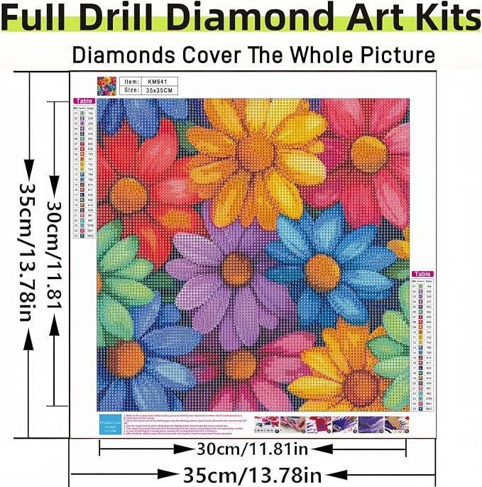 Flowers Diamond Art Kits for Adults, 5D Diamond Painting for Beginners | DIY Full Drill Round Gem Painting Art for Adults, Home Wall Decor 13.78x13.78 Inch