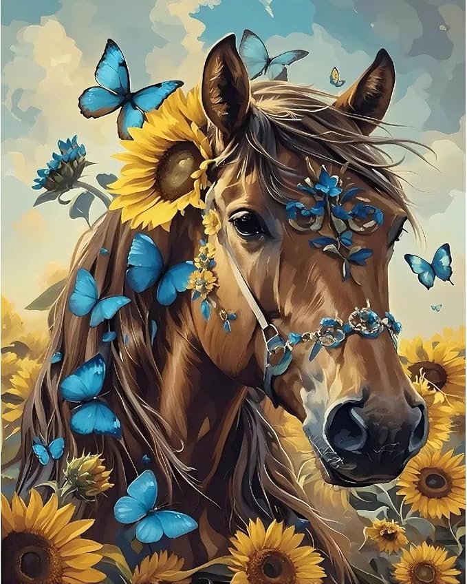 askkqtx Horse Paint by Numbers Kit for Adults Unframed 16x20 Inch
