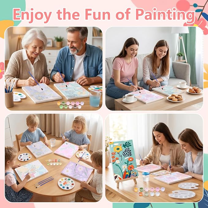 12 Set Paint by Numbers Kit for Adults with 8x12 In Simple Flower Painting