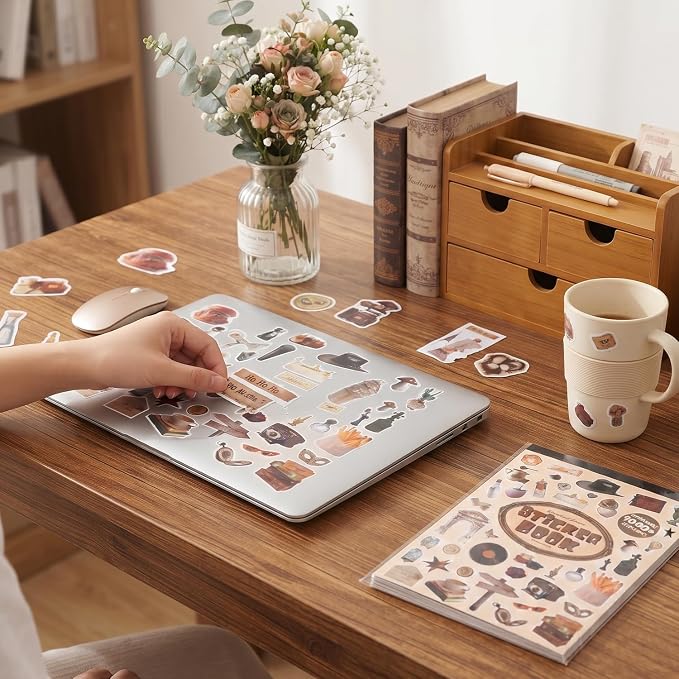 1000Pcs+ Vintage Sticker Book, Retro Antique Old Fashion Aesthetic Decorative Stickers for Journal Scrapbook Craft Supplies for Adults Teens Girls