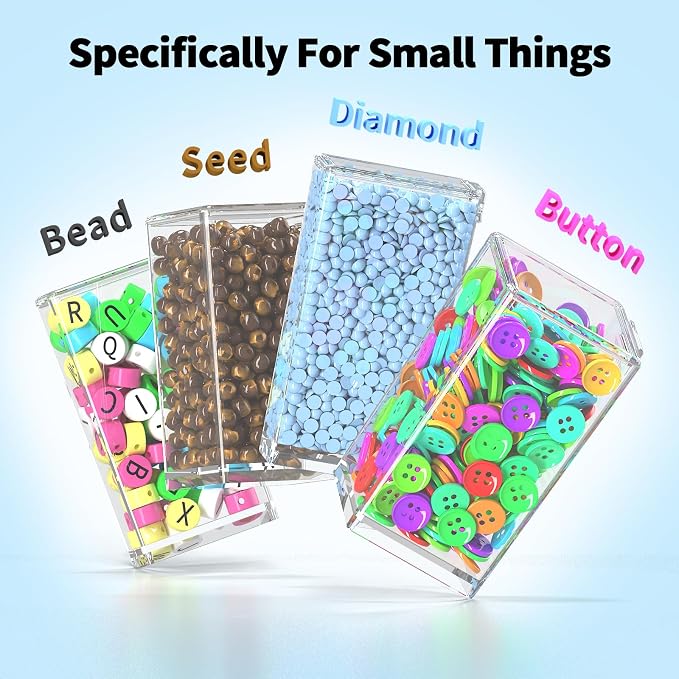 48-Grid Mixed Size Diamond Painting Storage Containers, Portable Transparent Diamond Art Storage Case, Suitable for Storing Beads, Rhinestones, and DIY Handicrafts