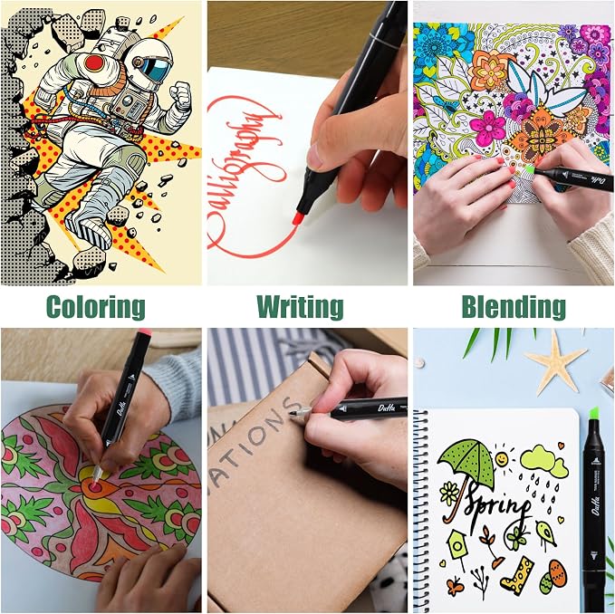 Art Marker Sets 100 Colors - Alcohol Based Markers Dual Tips Art Supply | Double Side Tips Marker with Blender for Drawing Sketching Coloring - Professional Permanent Markers for Kids Adult Artist