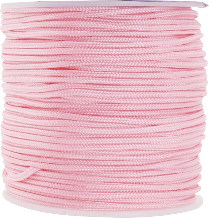 Mandala Crafts 1.5mm Pink Rattail Nylon Satin Cord for Jewelry Making