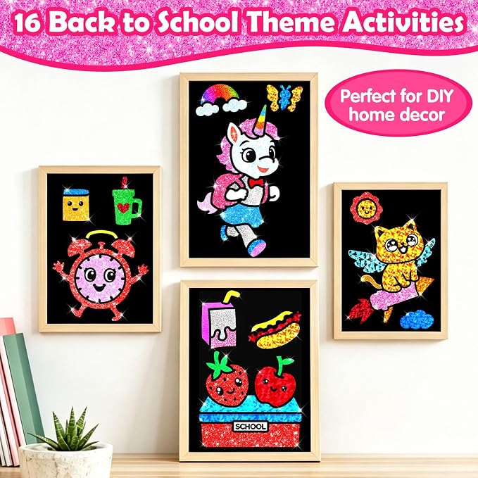 FUNNYB&G Foil Art Craft Kit for Kids, Sparkly Birthday Gift Toy for Girls | No Mess, Kids Ages 4-10 Create Sparkling Artwork, A Creative Gift for Birthdays, Holidays, Travel Activities,Screen-Free Fun