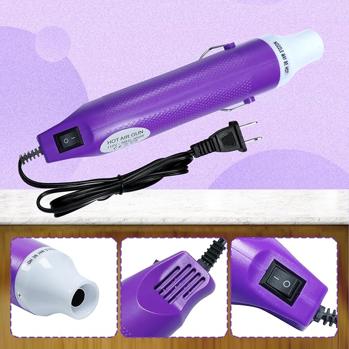 Heat Gun For Crafting, Mini Hot Air Gun For DIY Crafts,Heating Gun,Portable Heat-Gun Tool For Embossing Shrink Wrapping Drying Paint (Purple)