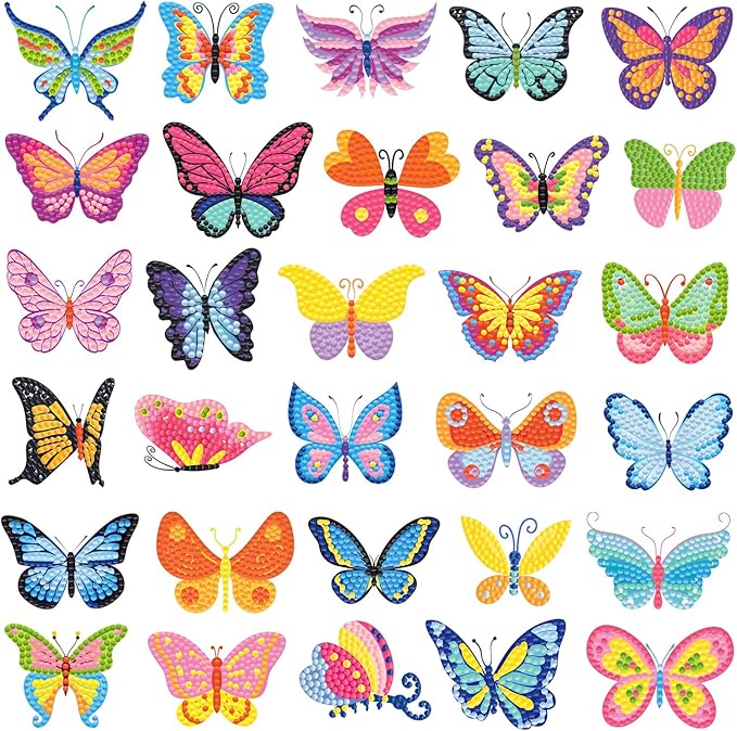 Labeol Diamond Art Kits for Kids Boys and Girls Ages 6-8-10-12 Easy to DIY Creative Diamond Art Sticker Craft by Numbers Kits for Kids and Adult Beginners (Butterfly)