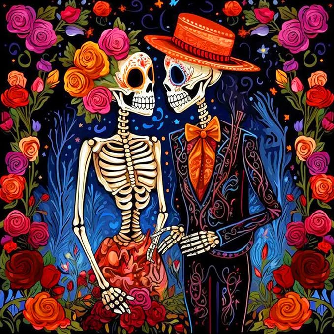 ijbnhd Skeleton Diamond Art Kits for Adults Valentine 14x14inch