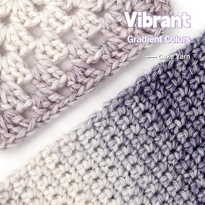 Katech Gradient Cake Yarn for Crocheting Knitting-4 Pack of 100g/3.52 oz | Multicolor Soft Rainbow Cotton Crochet Yarn-Perfect for Scarves, Shawls, Blankets, and Garments That Stand Out with Style(D)