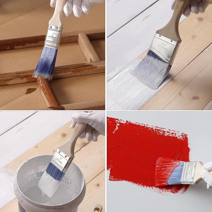 Bates- Paint Brushes, 2.5-Inch, 12 Pack Angle Brushes, Treated Wood Handle | Wall Paint Brushes for Walls, Stain Application, Furniture Painting & Interior Painting Work