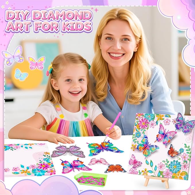 Arts and Crafts for Kid Age 8-12, Diamond Art Butterfly Girl Birthday Gift