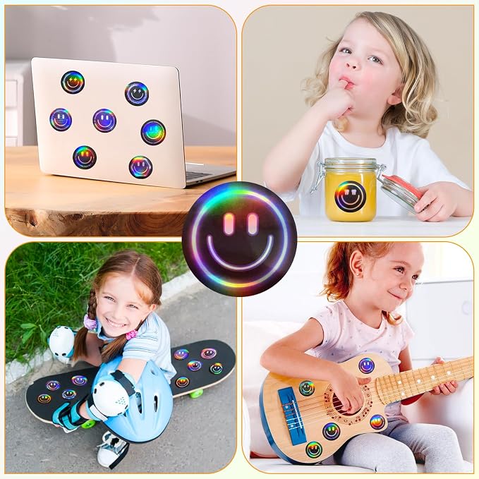 50PCS Smile Neon Stickers, Holographic Stickers