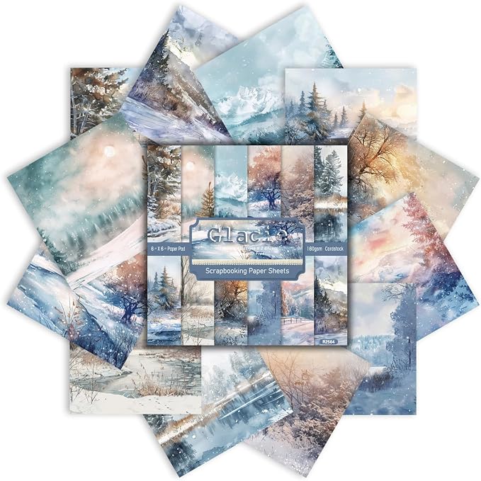 Aesthetic Scrapbook Paper Holiday Themed Pattern Paper 6×6,24 Sheets Single-Sided Boho Scrapbooking CardStock Papers Pad Supplies for Holiday Cardmaking DIY Origami Journaling.