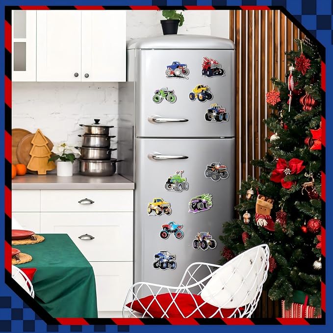 Zonon 12 Pcs Truck Diamond Art Magnets, Diamond Painting Kits Fridge | Easy Truck Theme Kits for Kids Boys, Colorful Designs for Fridge Home Decor, Creative Magnetic Stickers Gift Ideas