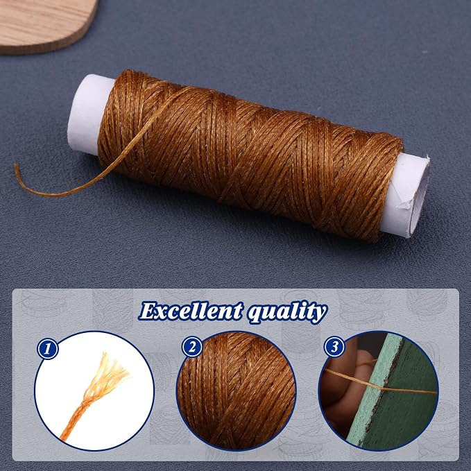 Waxed Thread, Upholstery Needle and Thread 32 Yards Medium Brown