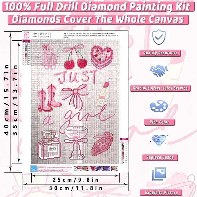 Pink Cherry Diamond Art Kits for Adults Diamond Painting Kit for Beginner | 5D DIY Funny Cute Vintage Diamond Dots Full Drill Crafts for Gem Art Dot Art for Adults Home Wall Decor for Teens 12x16 in