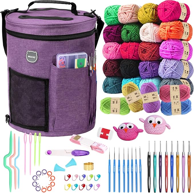 79Pc Crochet Kit,Crocheting Starter Kits with Waterproof Bag & Accessories