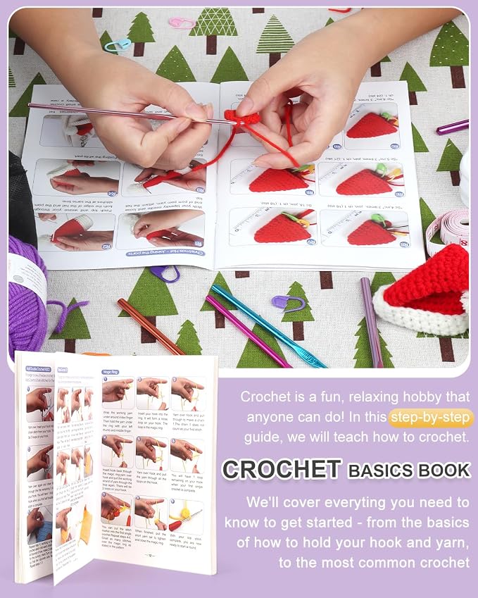 Aeelike Crochet Kit for Beginners Adults Kids, Complete Crochet Set, Purple | Crochet Kit for Beginners Young and Old, All-inclusive Kit with Crochet Hooks 655 Yards Yarn Instruction Knit Bag, Ideal Gift