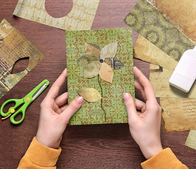 Vintage Aesthetics Scrapbooking Paper Pad - 24 Sheets 6'' x 6'' Patterns Designed Old Memories Material for Junk Journals Decoupage Diary Supplies DIY Crafts Gift Folded Wrapping
