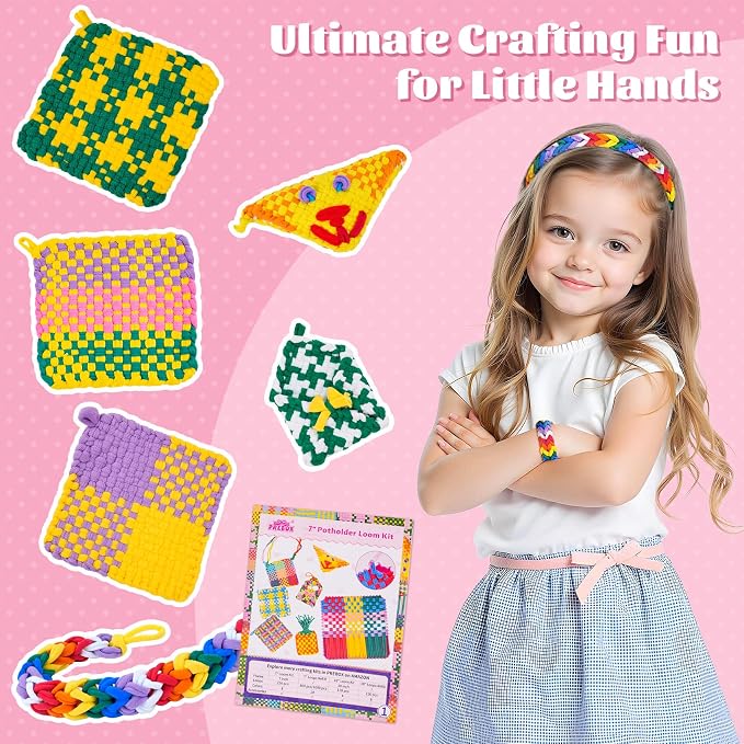 PREBOX Weaving Loom Loop Refill,7 Inch 500 Pcs in 10 Vibrant Colors, Potholder Loops, Loom Refill Loops Craft for Kids