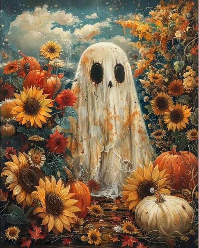 Paint by Numbers for Adults Ghosts, Halloween Paint by Number on Canvas