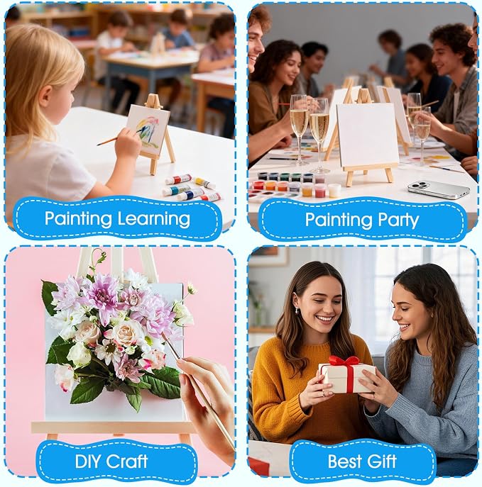 FUMILE 4x4 Mini Canvas for Painting, 20 Pack Small Canvases for Painting Primed Acid Free Canvas Boards for Painting for Beginners & Artist, Blank Canvas Panels for Classroom and Painting Parties.