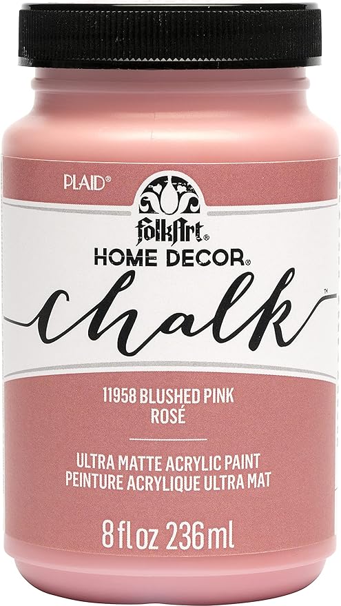 FolkArt, Blushed Pink Assorted Home Décor 8 fl oz / 236 ml Acrylic Chalk Paint For Easy To Apply DIY Arts And Crafts, Ultra Matte Finish, 11958