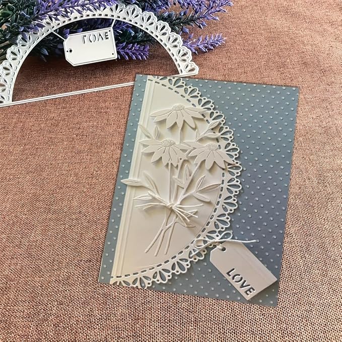 Lapoo Geometric Cutting Die for Scrapbooking - Durable, Metal Cutting Die for DIY Scrapbook Photo Album Decorative Paper Card, Card Making Supplies (Creative Background Frame 5.9 x 2.7 in)