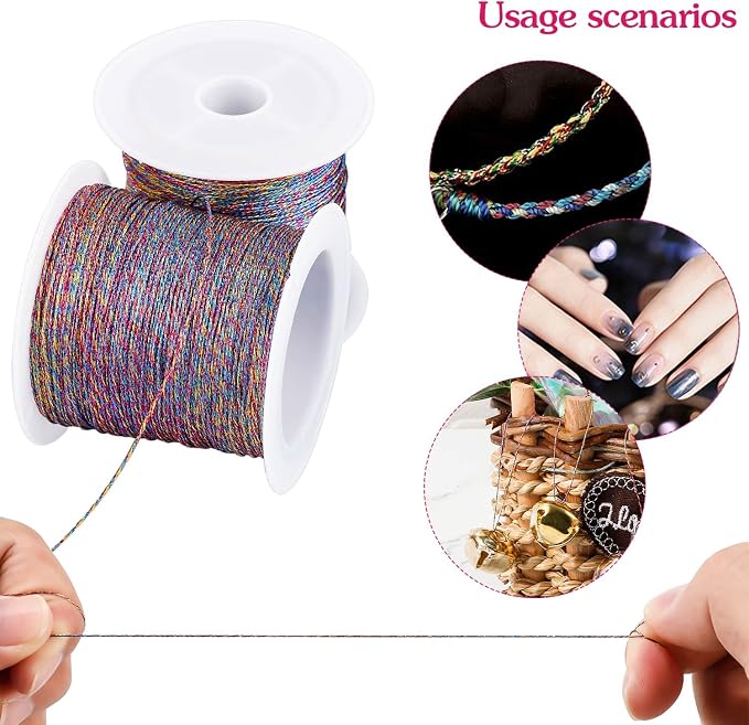 Metallic Craft Cord, 2 Spools, 0.5Mm x 109 Yards, Multicolor