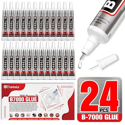 B7000 Bedazzling Glue (24 Pack, 15ml), Clear Rhinestone Jewelry Adhesive