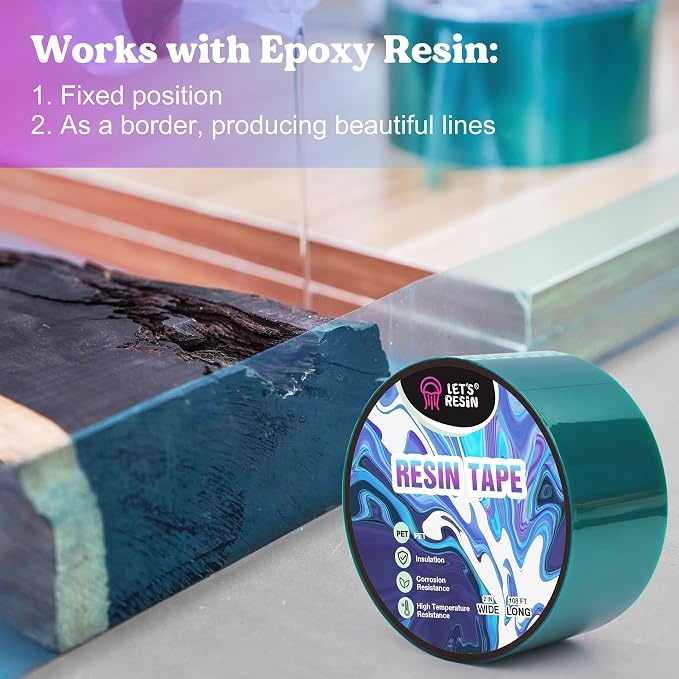 LET'S RESIN Epoxy Resin Tape, 2 in x 108 ft, Heat-Resistant Release Tape | High-Temperature Adhesive Tape Peels Away Easily and Helps Reduce Residue when Casting Epoxy Molds and River Tables