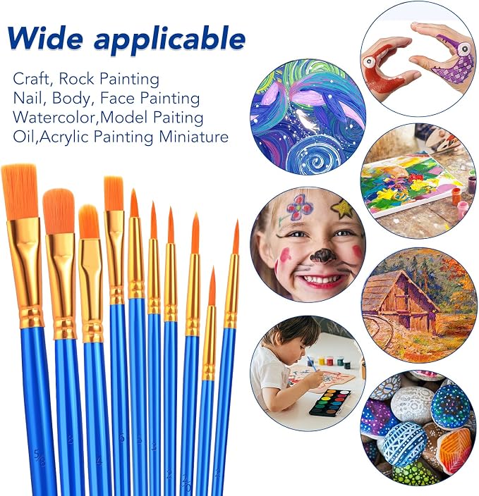 ESRICH 80PCS Paint Brushes, Paint Brush for Acrylic Painting | Artist Paintbrushes for Oil Watercolor, Body Face Rock Canvas, Small Paint Brushes for Kids
