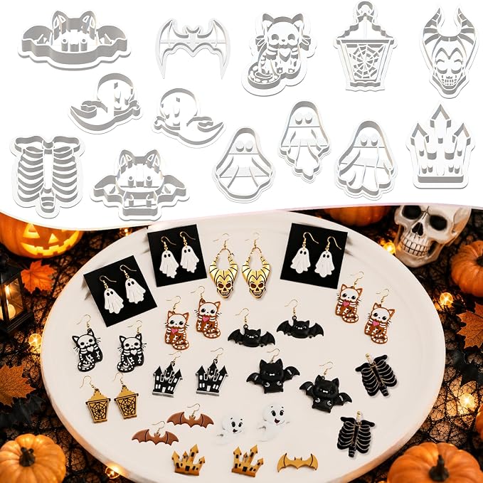 13 Pcs Halloween Spooky Polymer Clay Cutters Set
