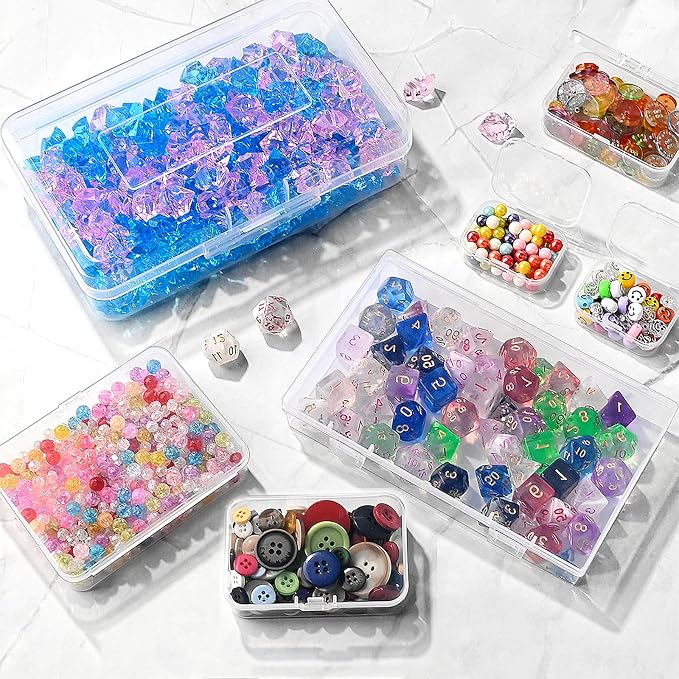 Clear Small Plastic Storage Containers with Lids, 28 Pack | Rectangular Mixed Sizes Mini Bins, Art Craft Supply Storage Boxes, Drawer Organizer with Lid, For Small Items Organizing