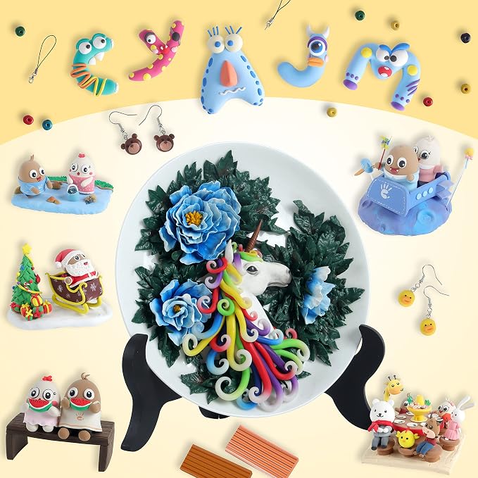 Cyajm 72 Colors Polymer Clay Kit, DIY Jewelry Crafts Gifts for Beginners | oven bake clay kit, soft and easy to use. Create jewelry, miniatures, crafts. Creative gift for adults and beginners.