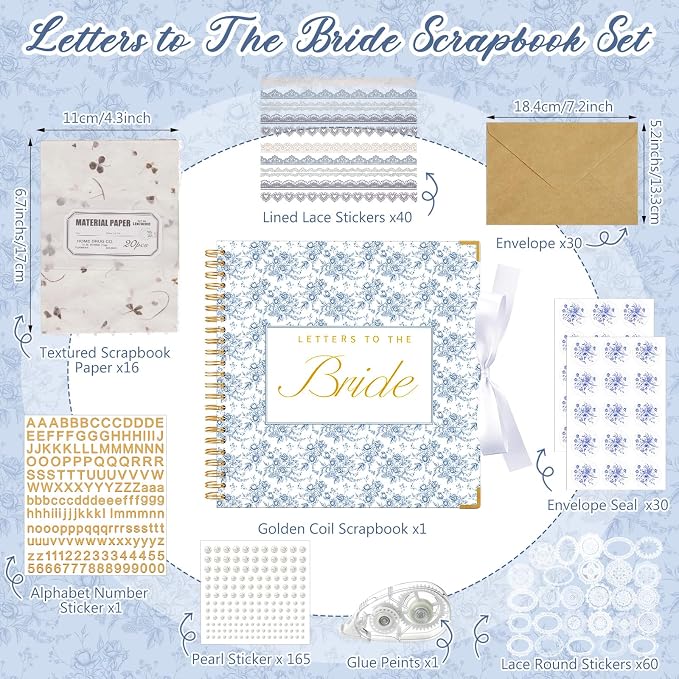 Humyoun Letters to Bride Scrapbook,12 X 12 Inch,Floral,Blue