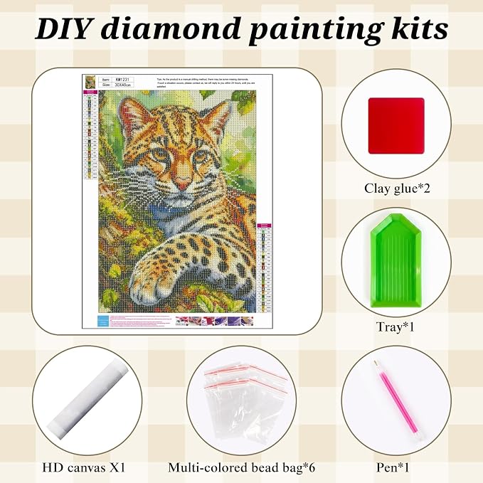 BYGFHLYW 5D Cat Diamond Painting Kit for Adults, Animal Diamond Art Kits | Full Round Drill Gem Painting Paint by Diamonds Relaxing DIY Craft for Home Wall Decor 12x16inch