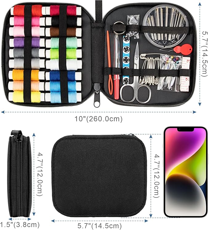 Sewing Kit Basic for Adults, 87 Pcs Sewing Kit with Needle and Thread, Sewing Supplies Portable Travel Emergency Repair Kit for Beginners Home DIY, Gift for Mom and Grandma OKOMER