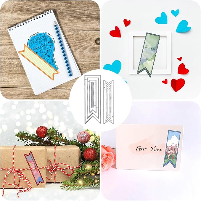 Bookmark Metal Cutting Dies, DIY Craft Detachable Carbon Steel Embossing Template Metal Stencils Scrapbooking Tool for Paper Crafting Card Making Supplies (8Pcs)