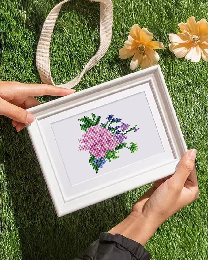PeakLuv Small Diamond Art Kits Flowers Mini Diamond Painting Kit for Adults