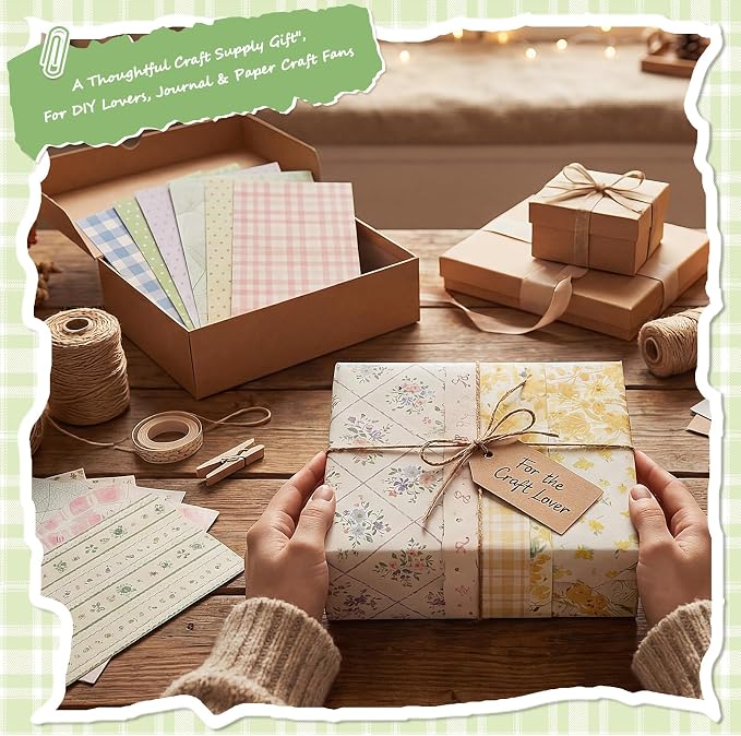 BESARME Scrapbook Paper, 60 Sheets, Double-Sided Floral, 5.5 x 8.3 in | 20 patterns, vintage floral designs, easy to cut and fold, for scrapbooks, cards, journals, DIY crafts
