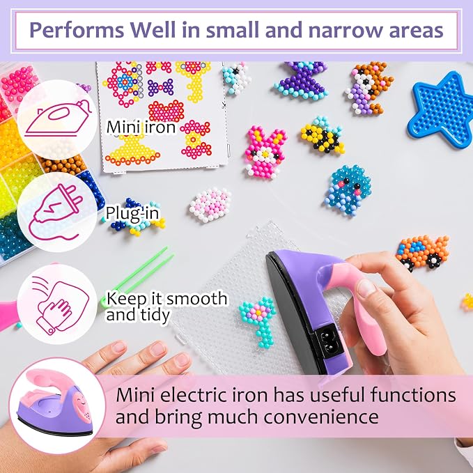 Honoson Mini Craft Iron with Charging Base Tiny,Dark Pink, Light Purple