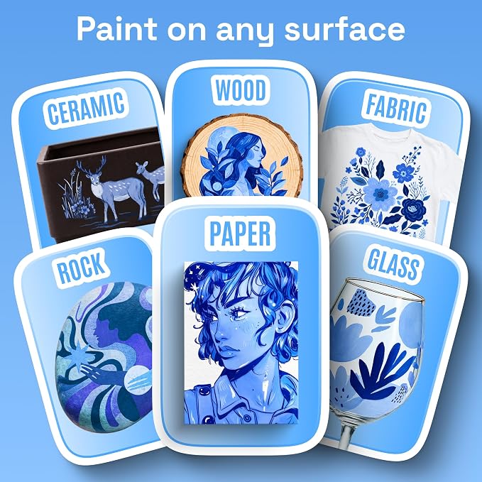 ARTISTRO 5 Blue Tones Dual-Tip Acrylic Paint Marker Pens for Drawing | For Fabric, Rock, Glass, Wood, & Molds, Arts & Crafts Gift for Adults, Teens, & Kids, Classroom Must Haves & School Supplies