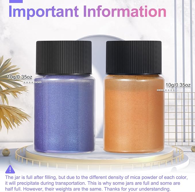 CHANGTIKEJI Mica Powder - 144 Colors - 10g/Bottle of Natural Pigment Powder | for Epoxy Resin, Eye Shadow, Car Freshies, Soap Making, Nail Polish, Candle Making, Bath Bombs