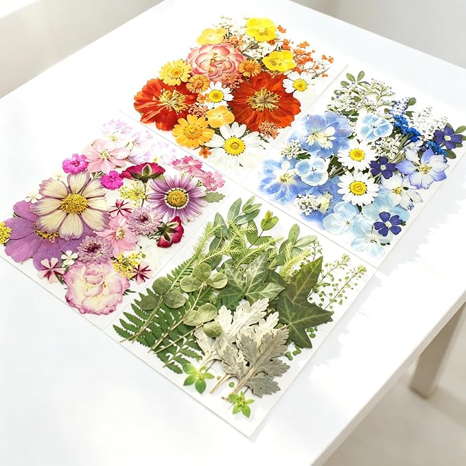 Stylifeo120PCS Natural Dried Pressed Flowers Leaves for Resin Molds Crafts
