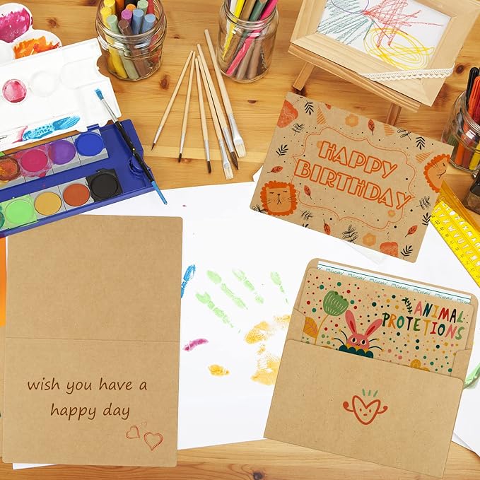 Eupako Brown Blank Cards and Envelopes 100 Pack - 5x7 Heavyweight Folded Cardstock and A7 Envelopes Self Seal for DIY Greeting Cards, Invitations, Wedding, Baby Shower, Birthday, Thank You Cards