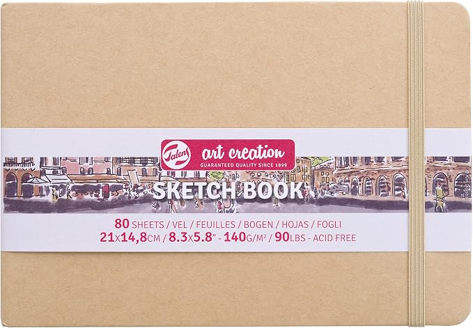 Talens Art Creation T9314-435M 452442 Art Creation Sketchbook, Drawing Notebook, 8.3 x 5.9 inches (21 x 15 cm), Kraft Paper