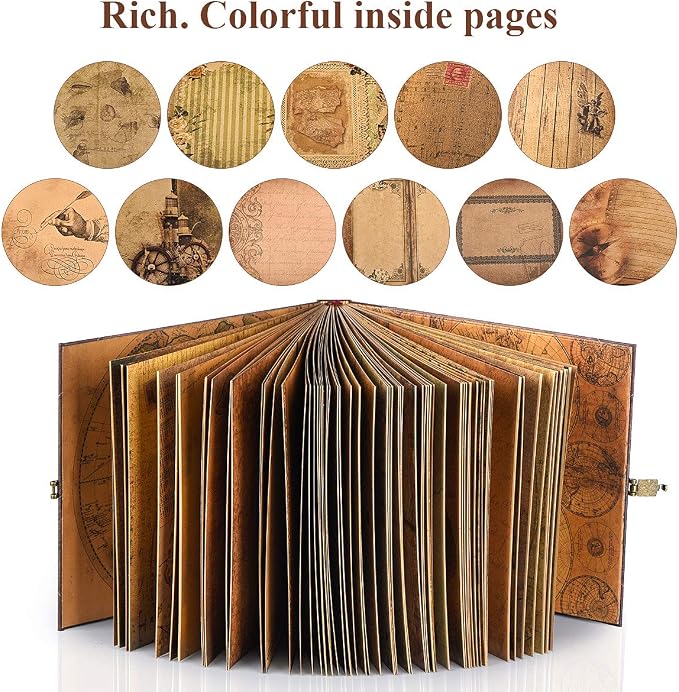Adventure Book 148-Page DIY Handmade Scrapbook Kit - Embossed Leather Cover - Gift Boxed with Full DIY Accessories for Couples, Weddings, Anniversaries & More for Life’s Greatest Adventures