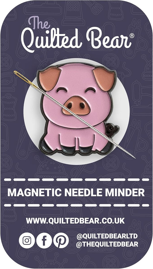 The Quilted Bear Magnetic Needle Minder, Pig | Enamel Needle Keeper for Embroidery & Cross Stitch, Secure Holder for Sewing Needles & Pins, Strong Magnet, Sewing Accessory